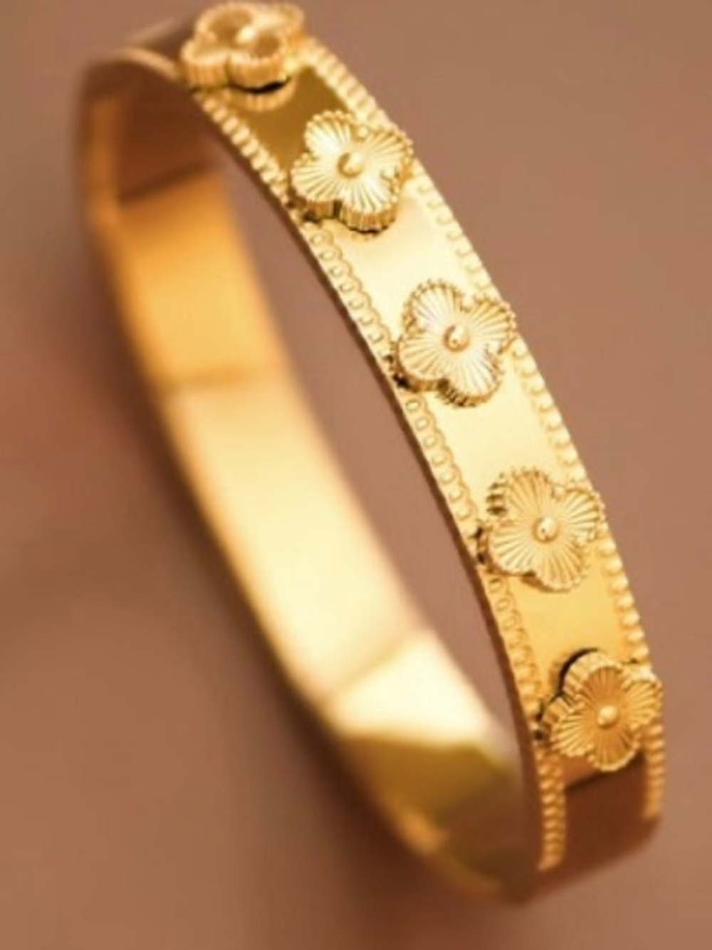 Gold Hardware Four Leaf Bangle Bracelet - Picture 2 of 12